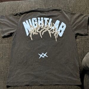 NightLab Men's Charcoal + Blue Oversized Graphic Tee